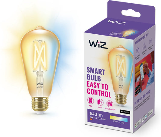 Wiz filament lamp edison - warm- tot koelwit licht - slimme led verlichting - e27 fitting - 50w - goud - wi-fi
