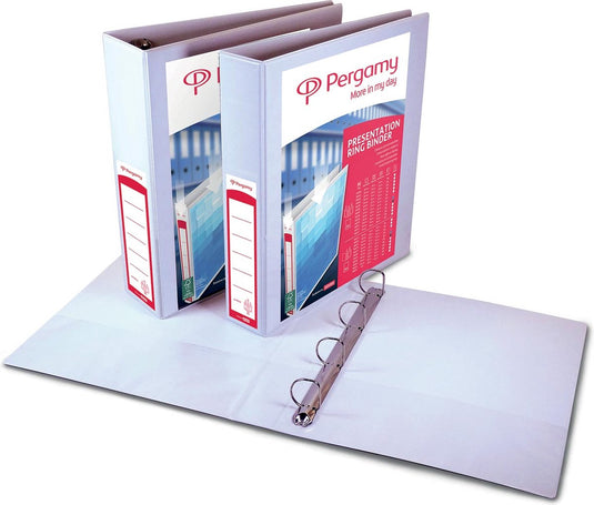Pergamy personaliseerbare ringmap, ft a4, 4 d-ringen van 25 mm, wit