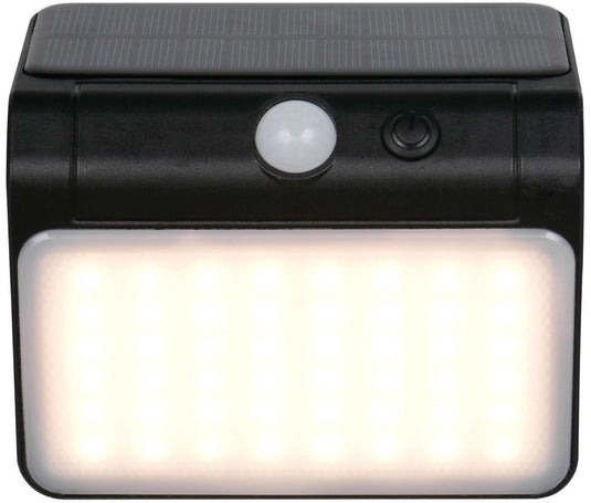 Rl live your light reality olinda - wandlamp - zwart - incl. 1x smd 2,5 w - schemersensor - wandmontage - oplaadbaar - zonne-energie - 4000k - niet dimbaar - bewegingssensor en orientatielicht - buitenverlichting - ip44