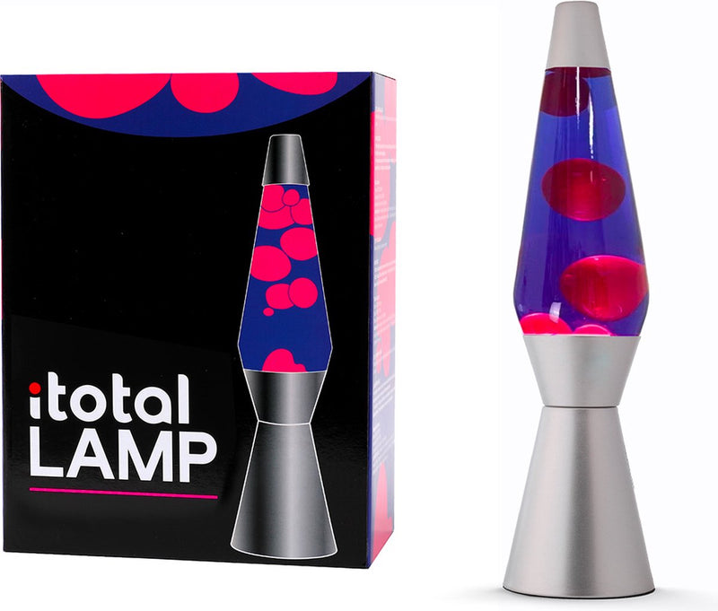 Load image into Gallery viewer, I-total lavalamp - lava lamp - sfeerlamp - 40x11 cm - glas aluminium - 30w - paars met roze lava - zilvergrijs - xl2343
