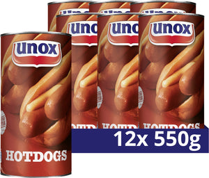 Unox worsten - hotdogs - naar amerikaans recept, met de unieke -kruiding - 12 x 550 g