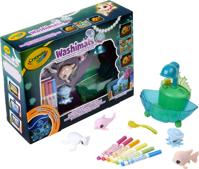 Load image into Gallery viewer, Crayola washimals ocean glow lagoon speelset
