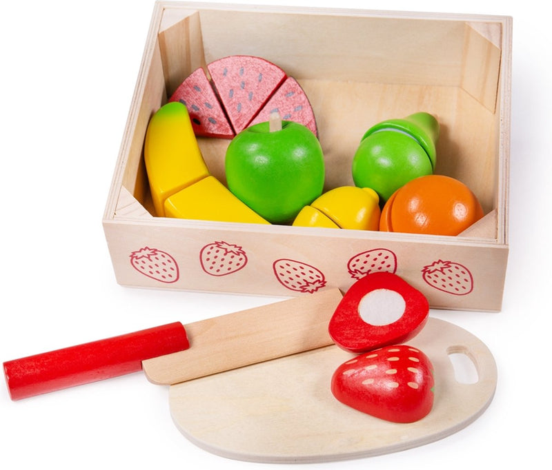 Load image into Gallery viewer, Bigjigs houten kistje met snijfruit
