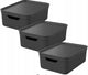 Rotho jive opbergboxen set van 3 opbergdozen 10 l met deksel, kunststof (pp gerecycled), zwart antraciet, 3 x 10 l, 36,5x26,5x13cm