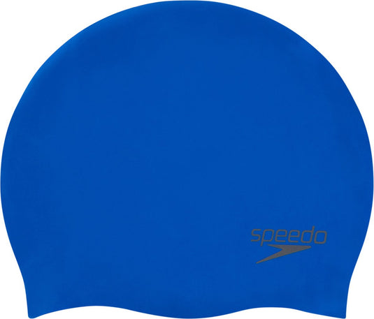 Speedo plain moulded silicone cap badmuts - blauw