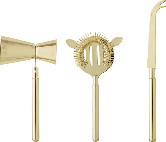 Bloomingville - cocktailbarset - goud - roestvrij staal - set van 3