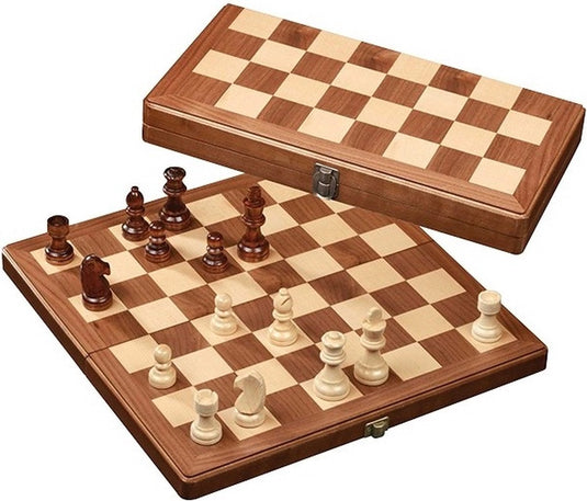 Philos schaak kassette walnoot medium veld 33 mm, koningshoogte 65 mm