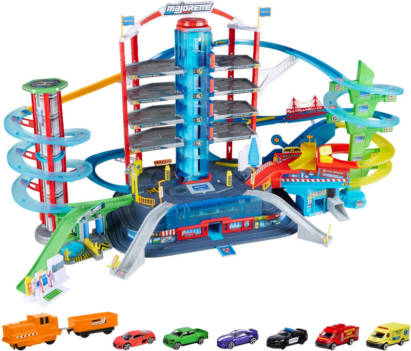 Load image into Gallery viewer, Majorette super city garage - met 6 voertuigen

