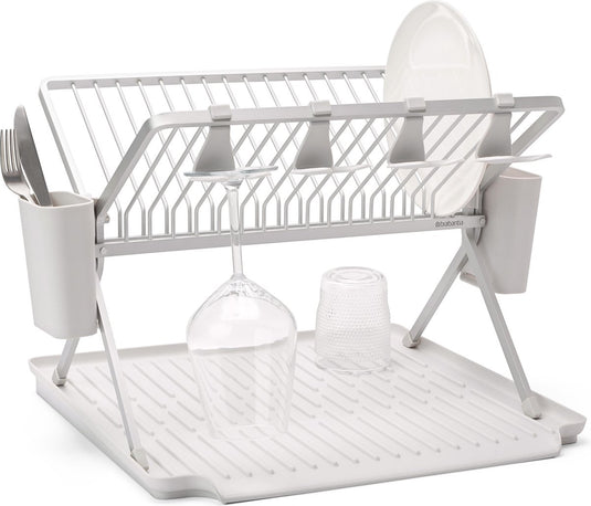 Brabantia sinkside afdruiprek - inklapbaar - met bestekhouder - light grey