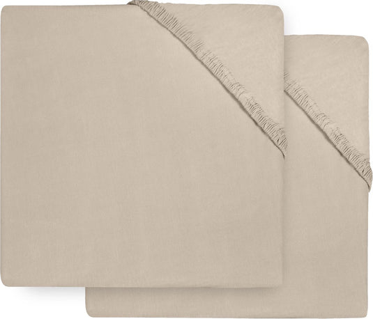 Jollein baby hoeslaken ledikant - nougat - jersey - 2 stuks - 60x120cm