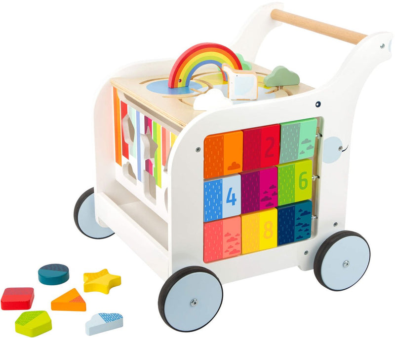 Load image into Gallery viewer, Small foot - houten baby walker loopwagen bloemen

