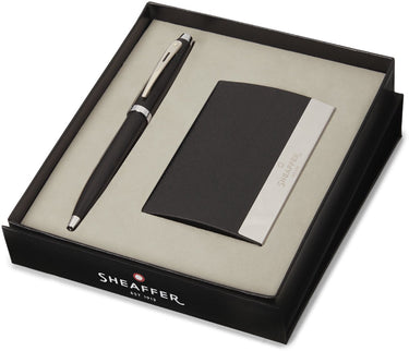 Sheaffer balpen giftset - 100 g9317 - matt black nickel plated - met visitekaarthouder - sf-g2931751-3