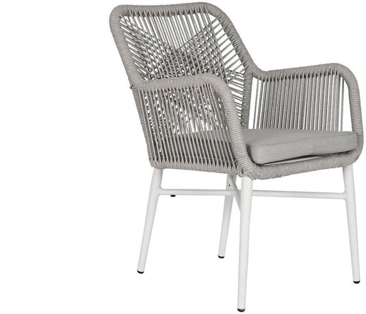 Home esprit tuinstoel wit grijs aluminium synthetische rotan 57 x 63 x 84 cm