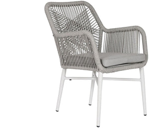 Home esprit tuinstoel wit grijs aluminium synthetische rotan 57 x 63 x 84 cm
