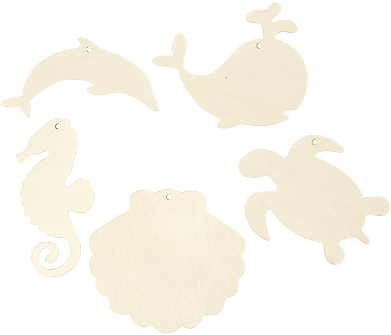 Load image into Gallery viewer, Creativ company https: www.cchobby.nl zeedieren-om-op-te-hangen-zeepaard-schildpad-dolfijn-schelp-en-walvis-h-5-10-cm-b-5-10-cm-gatgrootte-3-mm-dikte-2-mm-5-stuk-1-doos
