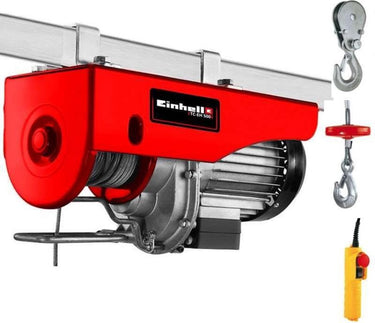 Einhell elektrische kabeltakel tc-eh 500 - 800 w - 250 kg op 11,5 m - 500 kg op 5,7 m (met katrol) - noodstop - automatische rem - incl. katrol