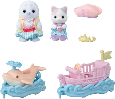 Sylvanian families 5820 pretpark speelset- op de golven glijden- inclusief 2 fluweelzachte speelfiguren