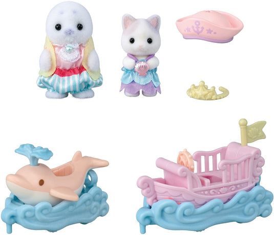 Sylvanian families 5820 pretpark speelset- op de golven glijden- inclusief 2 fluweelzachte speelfiguren
