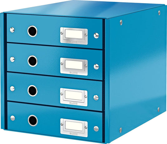 Leitz wow click store ladekast met 4 laden - 81% gerecycled karton - voor a4 formaten - ruimtebesparende opberger - blauw