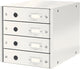 Leitz wow click store ladekast met 4 laden - 81% gerecycled karton - voor a4 formaten - ruimtebesparende opberger - wit