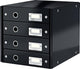 Leitz wow click store ladekast met 4 laden - 81% gerecycled karton - voor a4 formaten - ruimtebesparende opberger - zwart