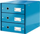 Leitz wow click store ladekast met 3 laden - 81% gerecycled karton - voor a4 formaten - ruimtebesparende opberger - blauw
