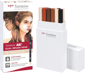 Tombow abt dual brush tekenpennen - brushpennen - huidskleuren - portrait colours - 12 stuks