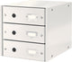 Leitz wow click store ladekast met 3 laden - 81% gerecycled karton - voor a4 formaten - ruimtebesparende opberger - wit