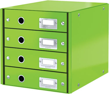 Leitz wow click store ladekast met 4 laden - 81% gerecycled karton - voor a4 formaten - ruimtebesparende opberger - groen