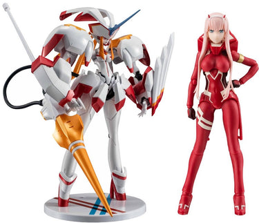 Bandai namco darling in the franxx s.h. figuarts x the robot spirits action figure zero two strelizia 5th anniversary set 16 cm