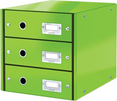 Leitz wow click store ladekast met 3 laden - 81% gerecycled karton - voor a4 formaten - ruimtebesparende opberger - groen