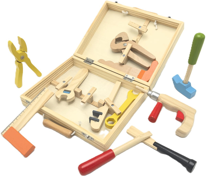 Load image into Gallery viewer, Playwood houten gereedschapskist 12-delig
