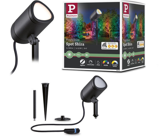 Paulmann plug shine led-tuinspots smart home zigbee 3.0 shira ip65 rgbw+ 6,5w antraciet