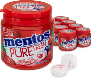 Mentos gum pure fresh strawberry - kauwgom - suikervrij - 8x50stuks
