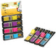 Post-it â® index smal, standaard dispenser, helderblauw, geel, roze, paars, 12 x 43 mm, 35 tabs kleur dispenser