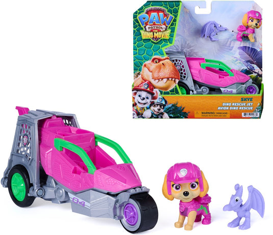 Paw patrol - de dino film - skye dino rescue jet met opvouwbare vleugels en inzetbare klauw