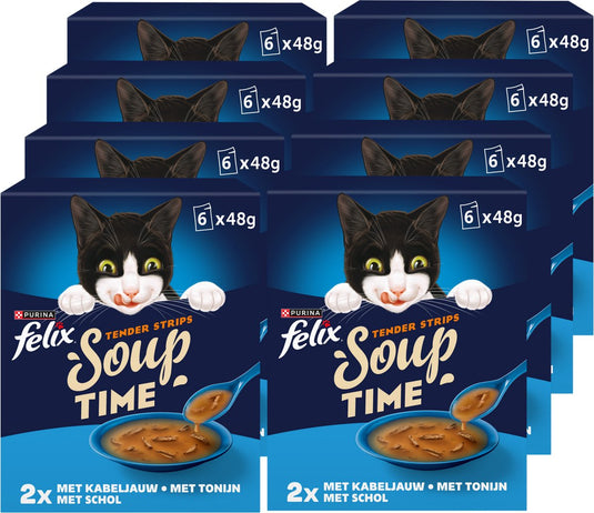 Felix soup tender strips vis - kattenvoer natvoer - 48 x 48 g