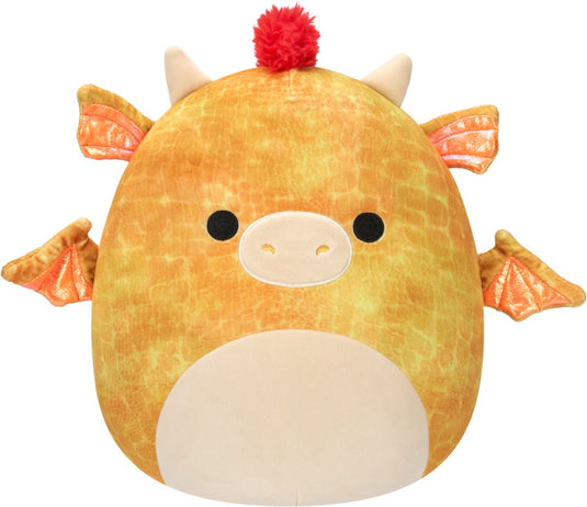Squishmallows - dieric - yellow textured dragon w red hair 40cm pluche