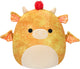 Squishmallows - dieric - yellow textured dragon w red hair 40cm pluche