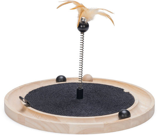 Designed by lotte krabspeelgoed idah - kattenspeelgoed - hout - zwart bruin - 39,5x39,5x29 cm