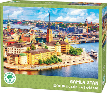 Mr. broccoli puzzel 1000 stukjes volwassenen - gamla stan - legpuzzel stockholm zweden - fsc® - steden collectie - 68 x 48 cm