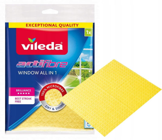 Vileda cleaning cloth actifibre 168890 glass yellow microfibres