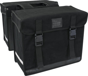 Fastrider canvas hybride 36 dubbele fietstas zwart 47l - afgeschuind - waterafstotend canvas - reflecterend - geschikt voor e-bike