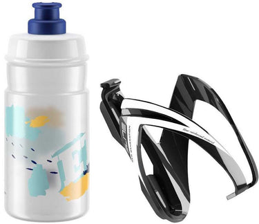 Elite bottle + bottlecage kit ceo black bottle jet transparent mit blue
