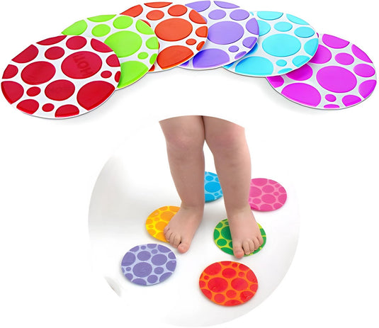 Munchkin anti-slip badmat stippen - grippy dots - white hot™ technologie - geeft licht bij overhitting - set van 6 badmatten - 9,5 cm per slipmat