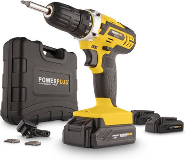 Powerplus accuboormachine powx00501 - schroefboormachine op batterij van 20 v voor hout en metaal - incl. batterij, lader en bits