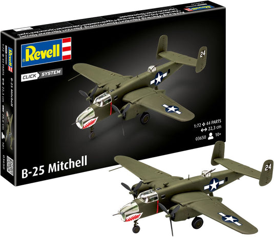 Revell modelbouwpakket militaire voertuigen - 03650 b-25 mitchell easy-click-system plastic - 1:72 - modelbouw