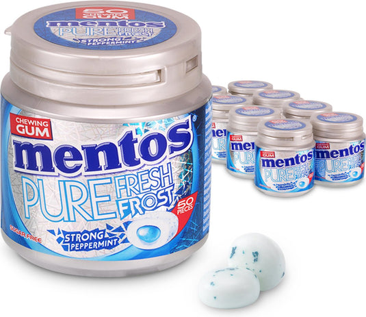 Mentos gum pure fresh frost strong peppermint - kauwgom - suikervrij - 8x50stuks