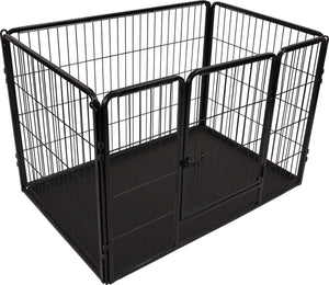 Flamingo hondenren – puppyren – hondenkennel – hondenbench – kazan zwart m – 109x72x72cm – metaal met epoxy coating – schuifslot – uitneembare lade – voor kleine en middelgrote honden – binnen