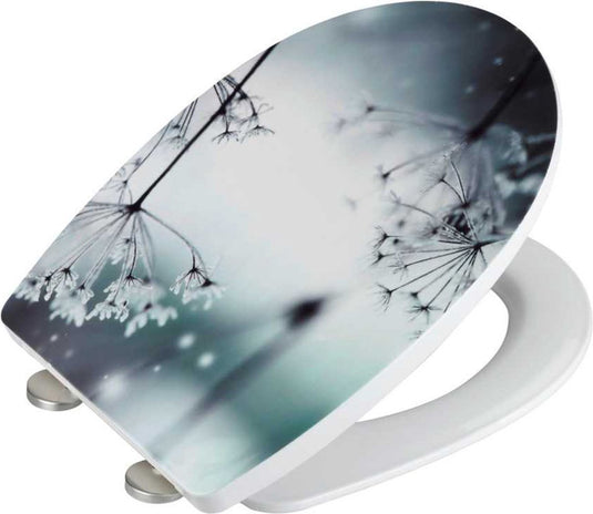 Wenko wc bril polar - thermoplast hoogglans met print - easy-close softclose sluiting - fix-clip bevestiging afklikbaar in rvs - belastbaar tot 350 kg - toiletbril decor - toiletzitting met print
